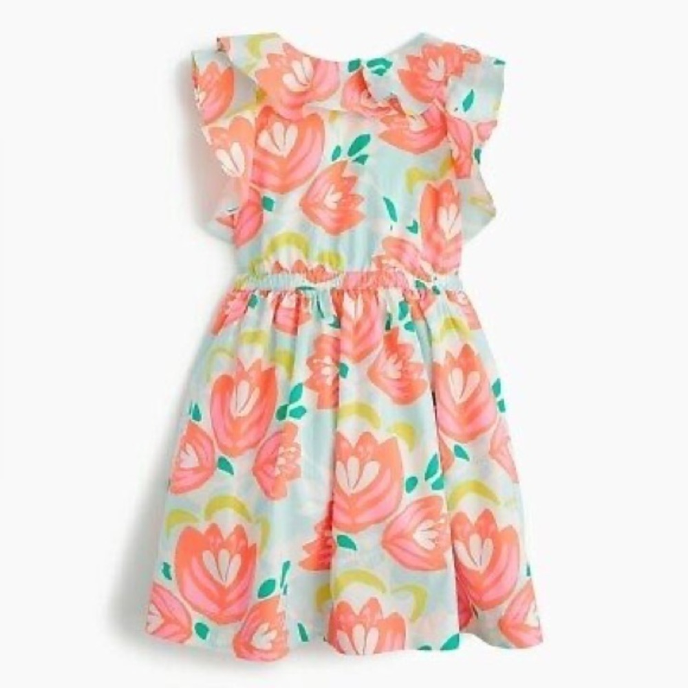 J. Crew Crewcuts Girls Ruffle Dress 3T Cactus Floral Print Cotton